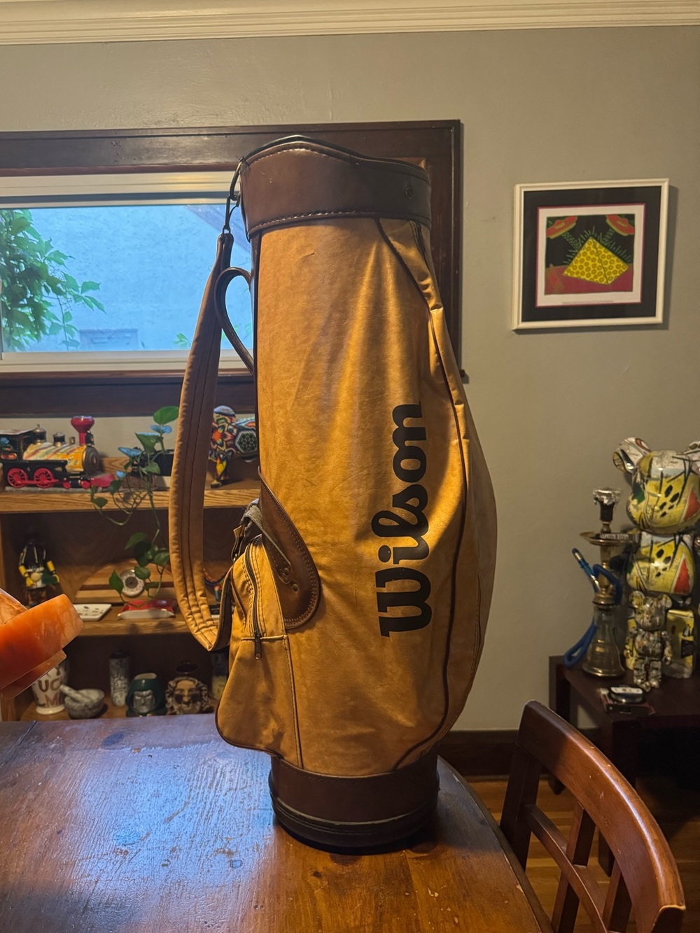 Vintage Wilson Light Brown Faux Leather Golf Club Cart Bag Made In USA